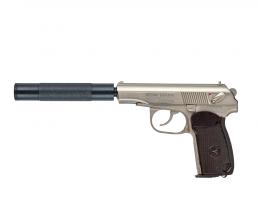 Пистолет пневматический Макарова Доработанный МР-654К никель исполнение exclusive