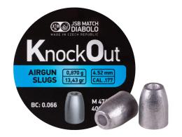 Пули полнотелые JSB KnockOut Slugs 4,52 мм, 0,87 г (400 штук)