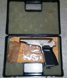 Пистолет пневматический Макарова МР-654К подарочный в кейсе (хром)