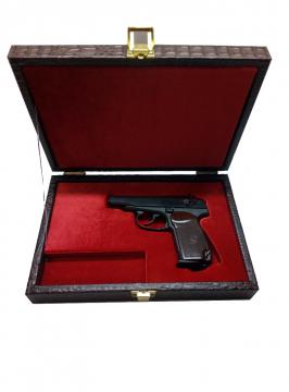 Кейс для пистолета Макарова ПМ, МР-654К с ложементами (подарочный, эко кожа, герб России)