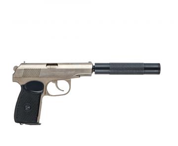 Пистолет пневматический Макарова Доработанный МР-654К никель исполнение premium