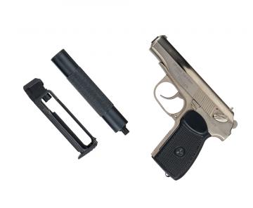 Пистолет пневматический Макарова Доработанный МР-654К никель исполнение premium