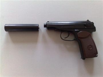 Пистолет пневматический Makarov Umarex с фальш глушителем разборный ствол 5.8152/5.8171