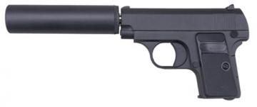 Пистолет страйкбольный Galaxy G.1A Colt 25 с имитацией глушителя (спринг) 6мм