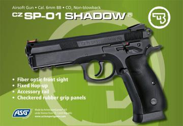 Пистолет страйкбольный ASG CZ SP-01 shadow blowback 6 мм (18409)