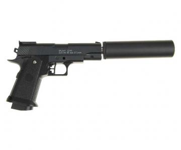 Пистолет страйкбольный Galaxy G.10A COLT 1911PD mini с глушителем (спринг) 6мм