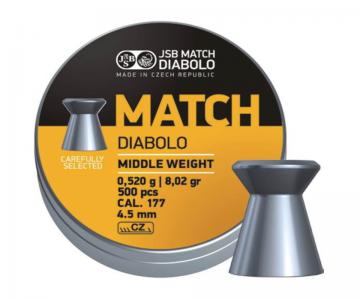 Пули JSB Yellow Match Diabolo Middle Weight 4,5 мм, 0,52 грамм, 500 штук